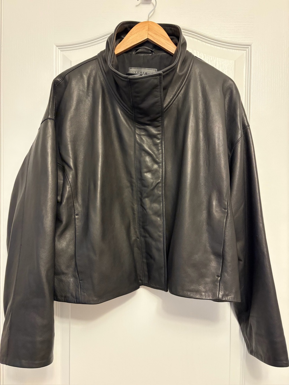 All Saints Ryder Funnel Neck Leather Jacket